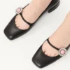 Baleriny Mary-Jane Preshoes z koźlej skóry z ozdobnym guzikiem 20 mm Baleriny Mary-Jane Preshoes z koźlej skóry z ozdobnym guzikiem 20 mm