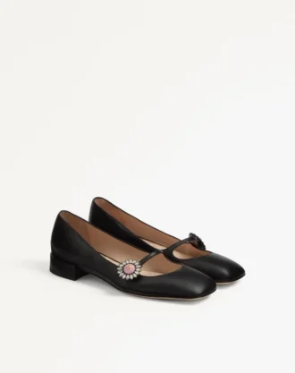 Baleriny Mary-Jane Preshoes z koźlej skóry z ozdobnym guzikiem 20 mm