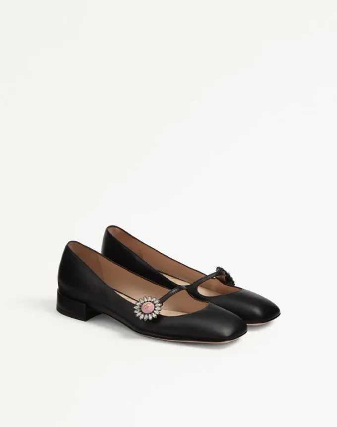 Baleriny Mary-Jane Preshoes z koźlej skóry z ozdobnym guzikiem 20 mm Baleriny Mary-Jane Preshoes z koźlej skóry z ozdobnym guzikiem 20 mm
