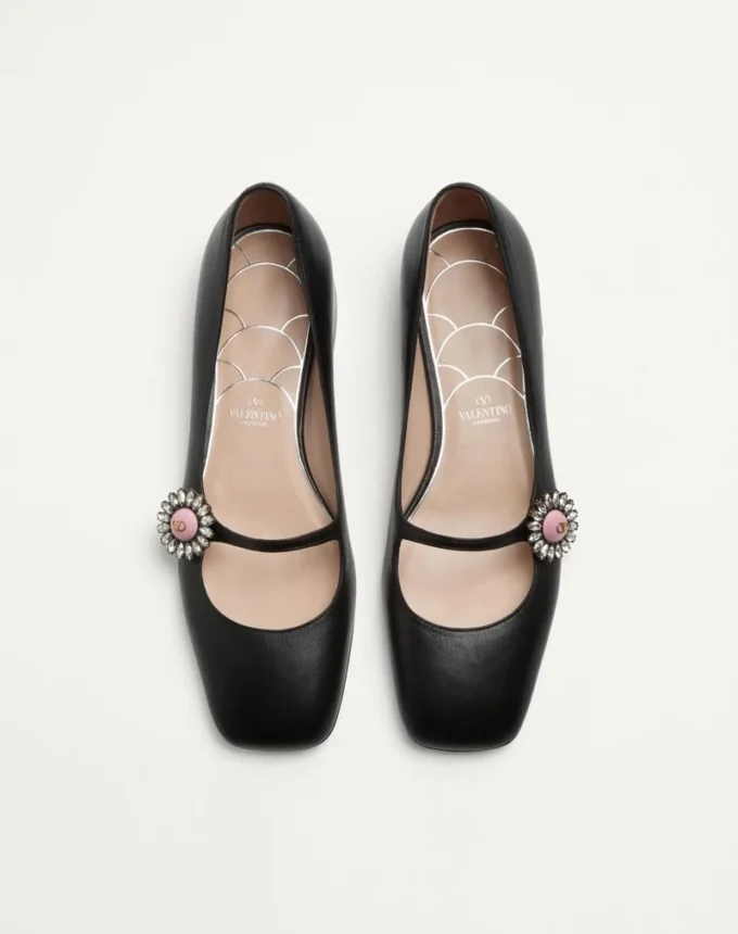 Baleriny Mary-Jane Preshoes z koźlej skóry z ozdobnym guzikiem 20 mm Baleriny Mary-Jane Preshoes z koźlej skóry z ozdobnym guzikiem 20 mm