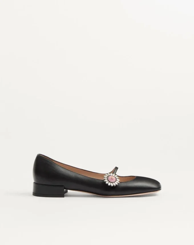 Baleriny Mary-Jane Preshoes z koźlej skóry z ozdobnym guzikiem 20 mm Baleriny Mary-Jane Preshoes z koźlej skóry z ozdobnym guzikiem 20 mm