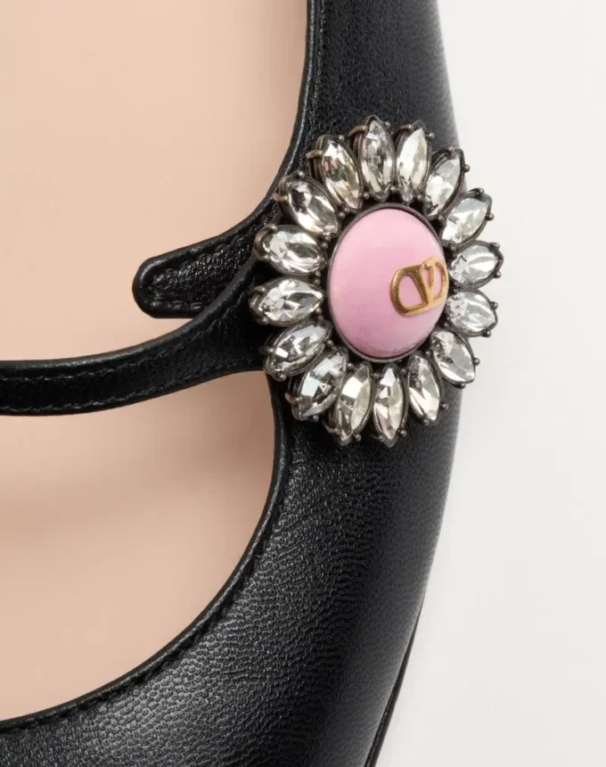 Baleriny Mary-Jane Preshoes z koźlej skóry z ozdobnym guzikiem 20 mm Baleriny Mary-Jane Preshoes z koźlej skóry z ozdobnym guzikiem 20 mm