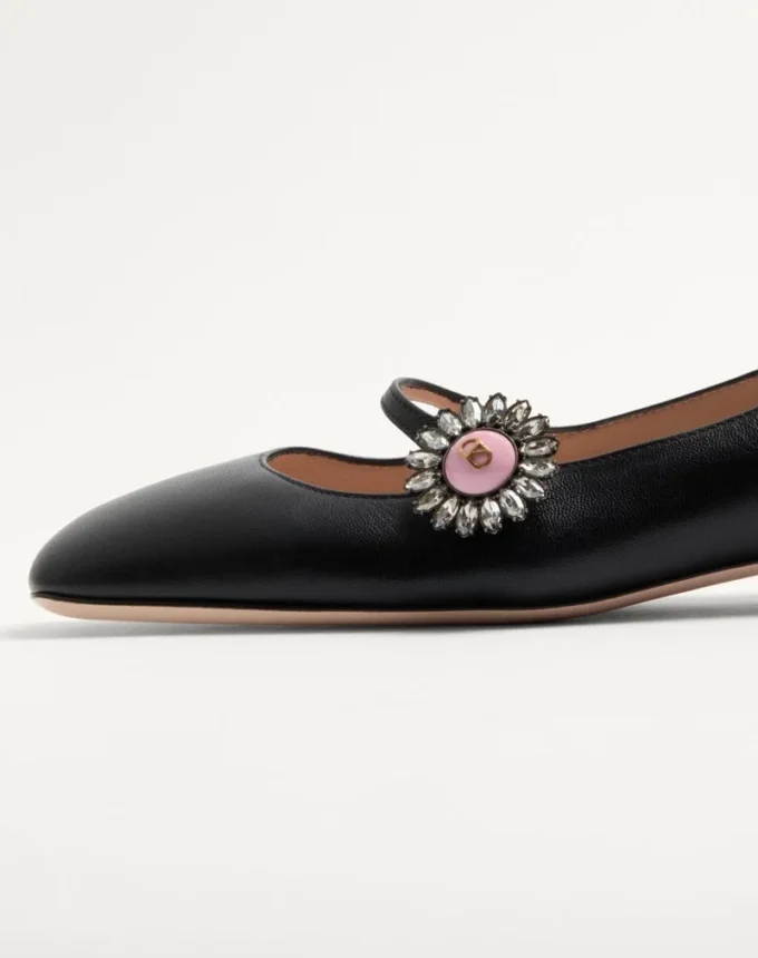 Baleriny Mary-Jane Preshoes z koźlej skóry z ozdobnym guzikiem 20 mm Baleriny Mary-Jane Preshoes z koźlej skóry z ozdobnym guzikiem 20 mm