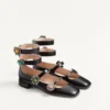 Baleriny Preshoes z paskami z koźlej skóry z ozdobnymi guzikami 20 mm Baleriny Preshoes z paskami z koźlej skóry z ozdobnymi guzikami 20 mm
