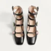 Baleriny Preshoes z paskami z koźlej skóry z ozdobnymi guzikami 20 mm Baleriny Preshoes z paskami z koźlej skóry z ozdobnymi guzikami 20 mm