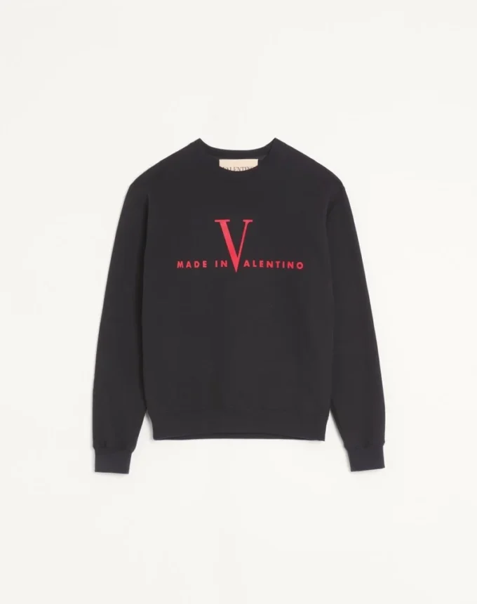 Bawełniana bluza z okrągłym dekoltem Valentino z nadrukiem Made In Valentino Bawełniana bluza z okrągłym dekoltem Valentino z nadrukiem Made In Valentino