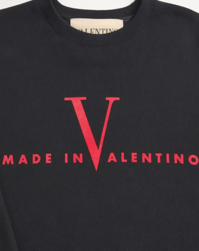 Bawełniana bluza z okrągłym dekoltem Valentino z nadrukiem Made In Valentino Bawełniana bluza z okrągłym dekoltem Valentino z nadrukiem Made In Valentino