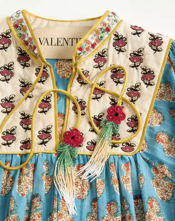 Bawełniana bluzka z lureksem z haftowanym nadrukiem Petales D’Amour