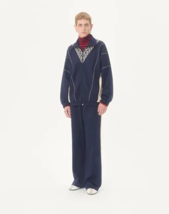 Bluza Valentino z acetatu z zamkiem błyskawicznym i wstawką z nadrukiem Toute La V