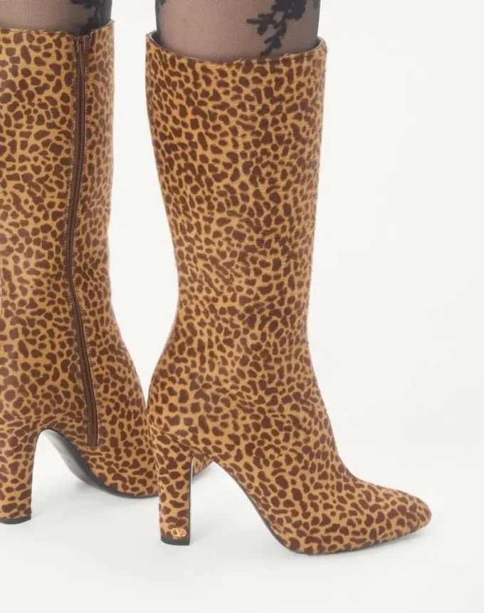 Buty Hotty z cielęcej skóry z efektem kucyka 100 mm