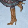 Buty Hotty z cielęcej skóry z efektem kucyka 100 mm