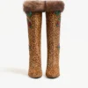 Buty Hotty z cielęcej skóry z efektem kucyka, z haftem kwiatowym i futrem, 100 mm Buty Hotty z cielęcej skóry z efektem kucyka, z haftem kwiatowym i futrem, 100 mm