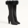 Buty Hotty z tkaniny shantung z piórami 100 mm Buty Hotty z tkaniny shantung z piórami 100 mm