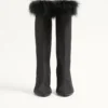 Buty Hotty z tkaniny shantung z piórami 100 mm Buty Hotty z tkaniny shantung z piórami 100 mm