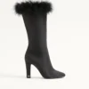 Buty Hotty z tkaniny shantung z piórami 100 mm Buty Hotty z tkaniny shantung z piórami 100 mm