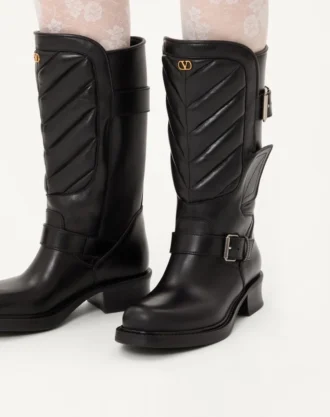 Buty motocyklowe Rayons z cielęcej skóry i skóry nappa z wzorem w jodełkę 40 mm