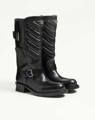 Buty motocyklowe Rayons z cielęcej skóry i skóry nappa z wzorem w jodełkę 40 mm