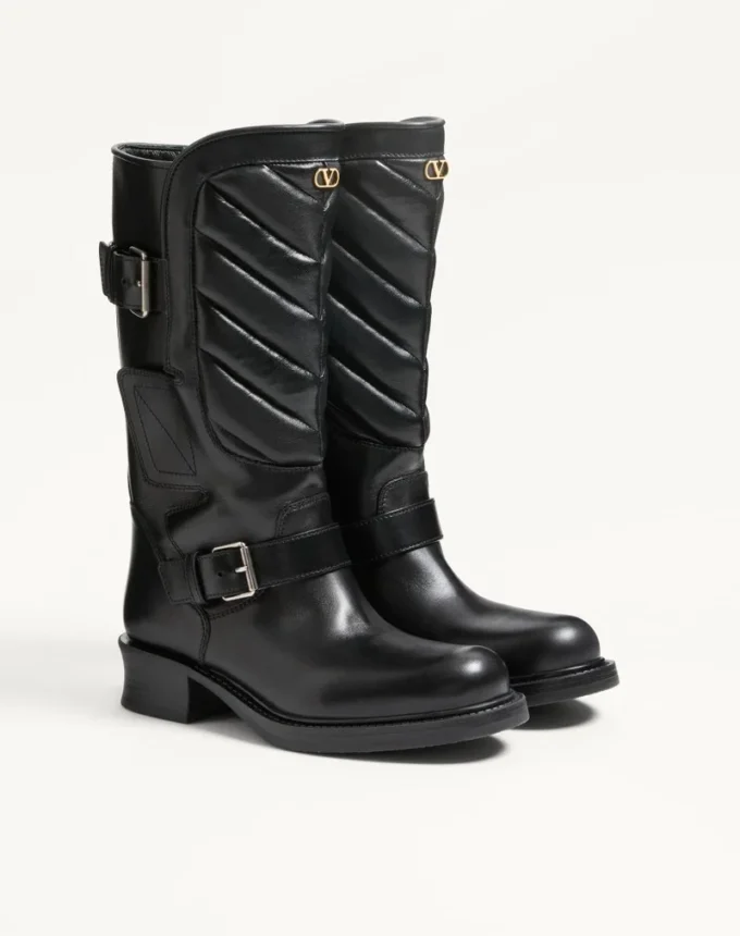 Buty motocyklowe Rayons z cielęcej skóry i skóry nappa z wzorem w jodełkę 40 mm Buty motocyklowe Rayons z cielęcej skóry i skóry nappa z wzorem w jodełkę 40 mm