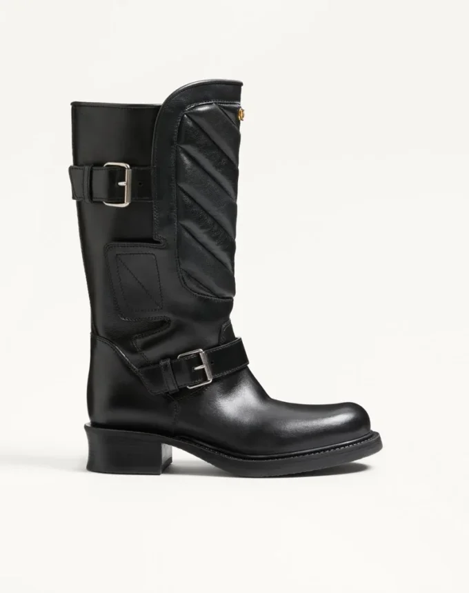 Buty motocyklowe Rayons z cielęcej skóry i skóry nappa z wzorem w jodełkę 40 mm Buty motocyklowe Rayons z cielęcej skóry i skóry nappa z wzorem w jodełkę 40 mm
