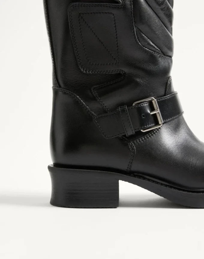 Buty motocyklowe Rayons z cielęcej skóry i skóry nappa z wzorem w jodełkę 40 mm Buty motocyklowe Rayons z cielęcej skóry i skóry nappa z wzorem w jodełkę 40 mm