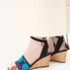 Buty na koturnie La Cruisette z płótna w optyczny wzór w kropki, 75 mm