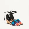 Buty na koturnie La Cruisette z płótna w optyczny wzór w kropki, 75 mm