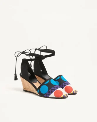Buty na koturnie La Cruisette z płótna w optyczny wzór w kropki, 75 mm Buty na koturnie La Cruisette z płótna w optyczny wzór w kropki, 75 mm