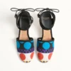 Buty na koturnie La Cruisette z płótna w optyczny wzór w kropki, 75 mm