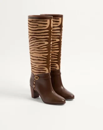 Buty Pattie z cielęcej skóry z efektem kucyka 75 mm