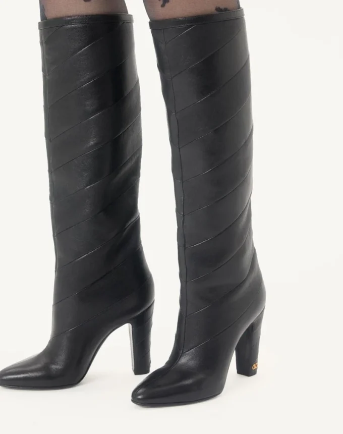 Buty Rayons Nappa z wzorem w jodełkę 100 mm Buty Rayons Nappa z wzorem w jodełkę 100 mm