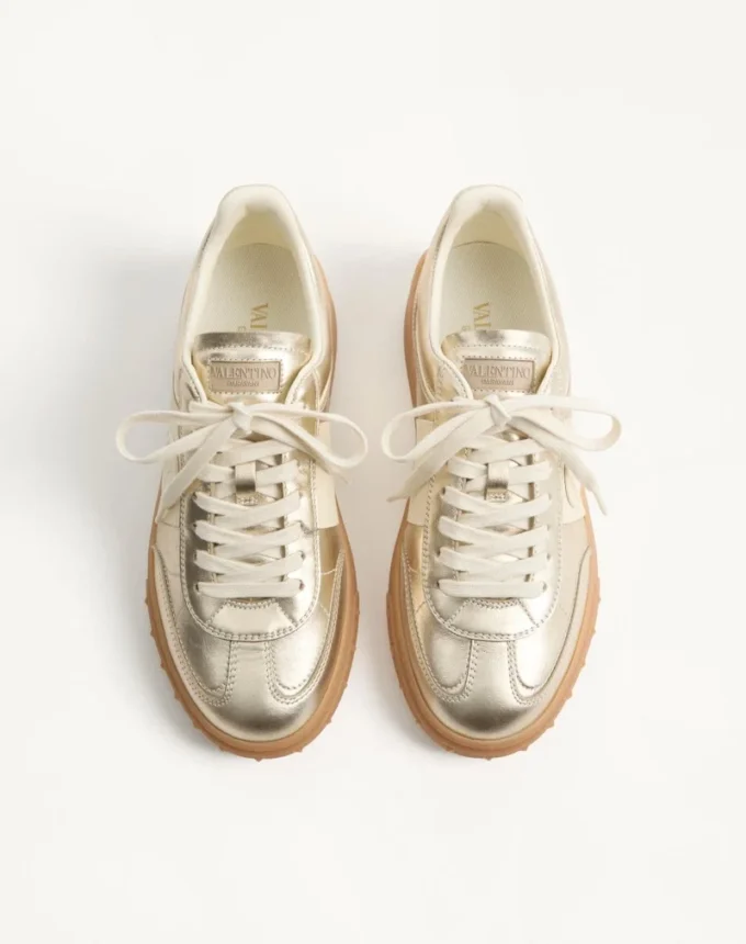 Buty sportowe Upvillage z laminowanej skóry cielęcej z paskiem ze skóry cielęcej nappa