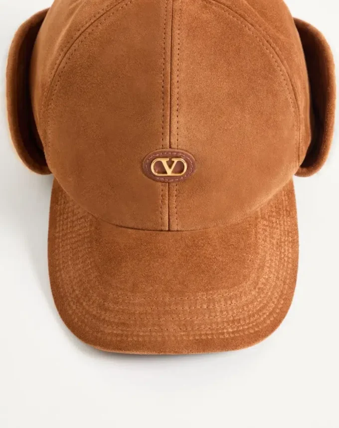 Czapka baseballowa Valentino Garavani Vlogo Signature z zamszu i owczej skóry Czapka baseballowa Valentino Garavani Vlogo Signature z zamszu i owczej skóry