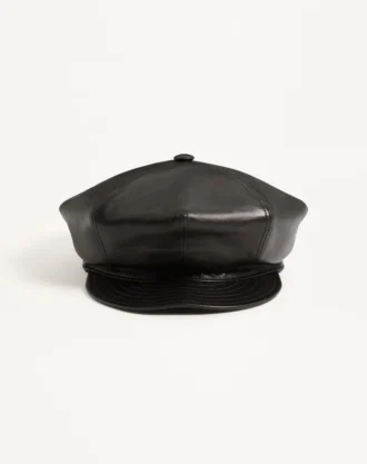 Czapka skórzana Valentino Garavani Vlogo Signature