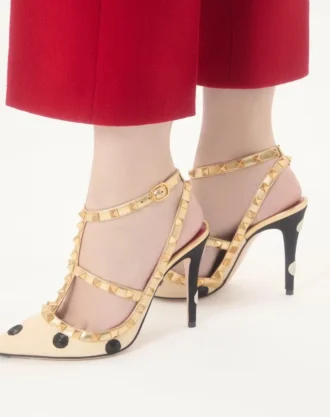 Czółenka Rockstud z haftem Plus de Pois 100 mm