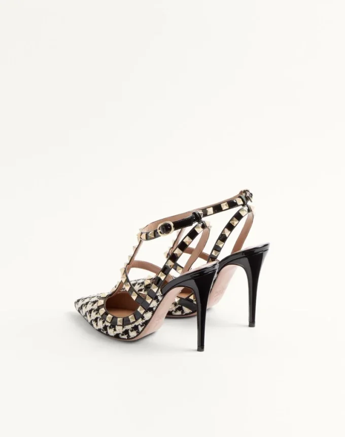 Czółenka Rockstud z tkaniny w pepitkę, 100 mm