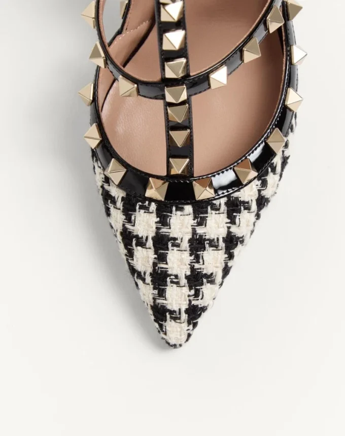 Czółenka Rockstud z tkaniny w pepitkę, 100 mm