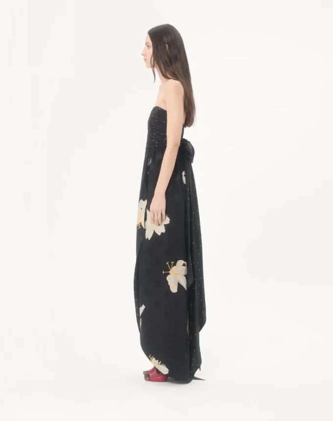 Długa sukienka z żakardowej tkaniny Crepe De Chine Apres L’Hiver Lilium Długa sukienka z żakardowej tkaniny Crepe De Chine Apres L’Hiver Lilium