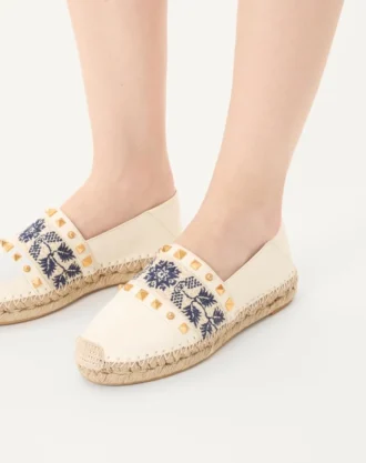 Espadryle z nappa z haftem winogronowym 20 mm Espadryle z nappa z haftem winogronowym 20 mm