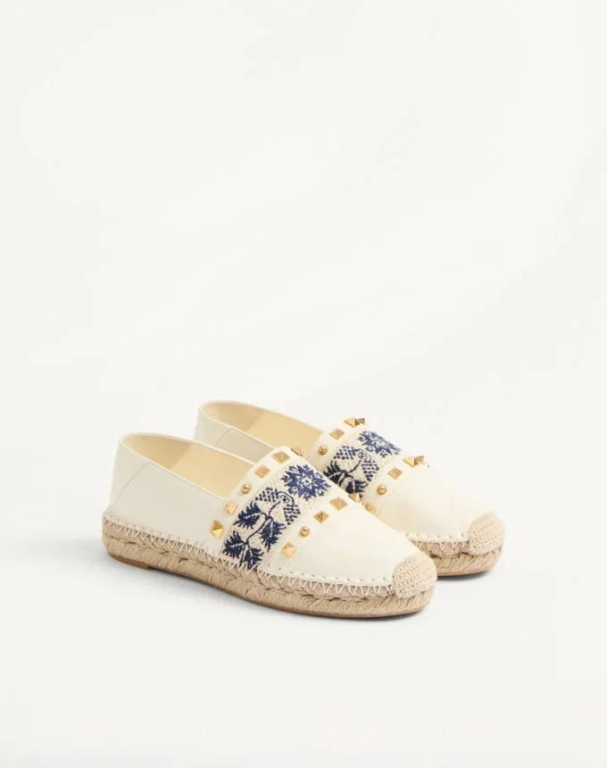 Espadryle z nappa z haftem winogronowym 20 mm Espadryle z nappa z haftem winogronowym 20 mm