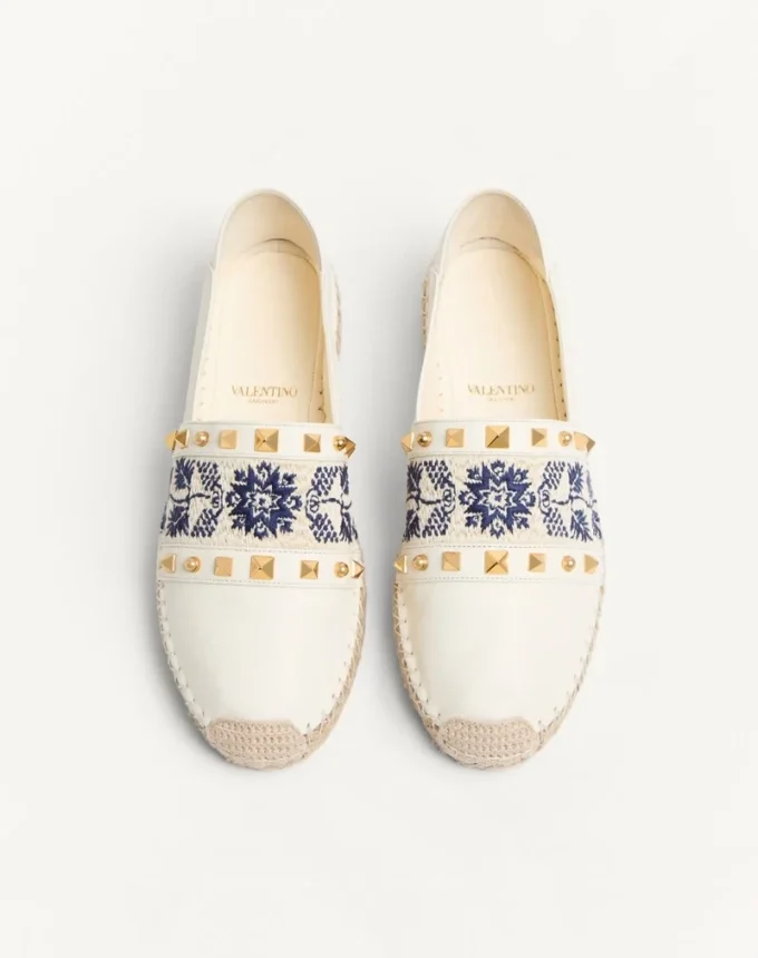 Espadryle z nappa z haftem winogronowym 20 mm Espadryle z nappa z haftem winogronowym 20 mm