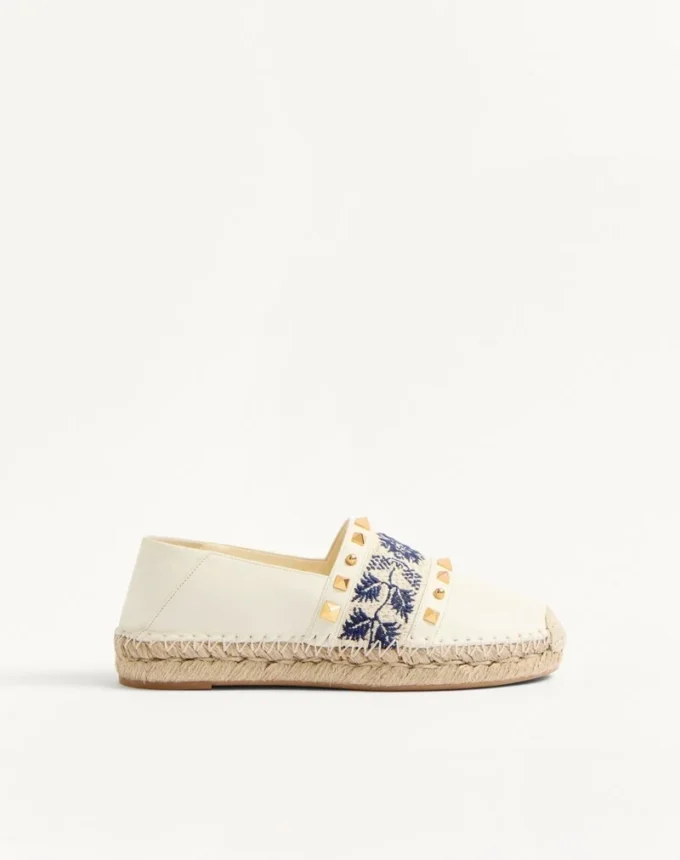 Espadryle z nappa z haftem winogronowym 20 mm Espadryle z nappa z haftem winogronowym 20 mm