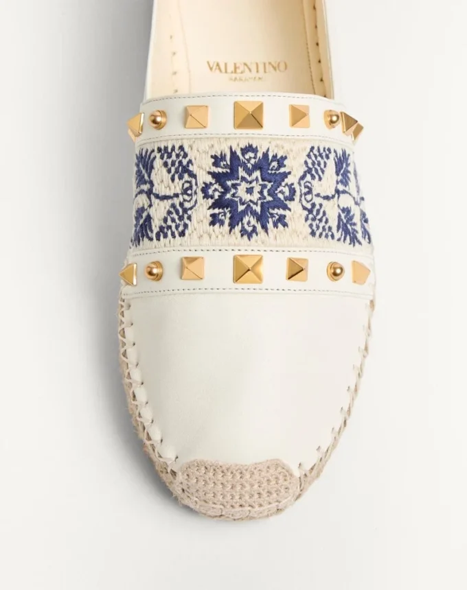Espadryle z nappa z haftem winogronowym 20 mm Espadryle z nappa z haftem winogronowym 20 mm