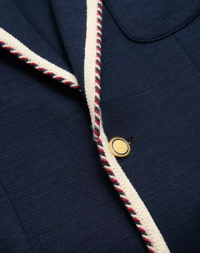 Jednorzędowa kurtka z dzianiny bawełnianej z lamówką Torchon Jednorzędowa kurtka z dzianiny bawełnianej z lamówką Torchon