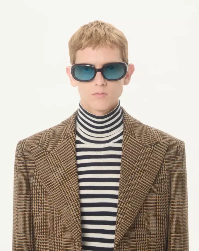 Jednorzędowa wełniana marynarka Valentino w kratę Glen Plaid