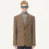Jednorzędowa wełniana marynarka Valentino w kratę Glen Plaid