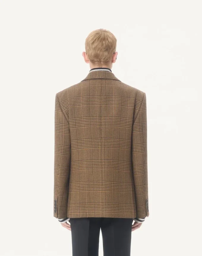 Jednorzędowa wełniana marynarka Valentino w kratę Glen Plaid
