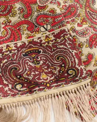 Jedwabna chusta bandeau Voyage Imaginaire z frędzlami