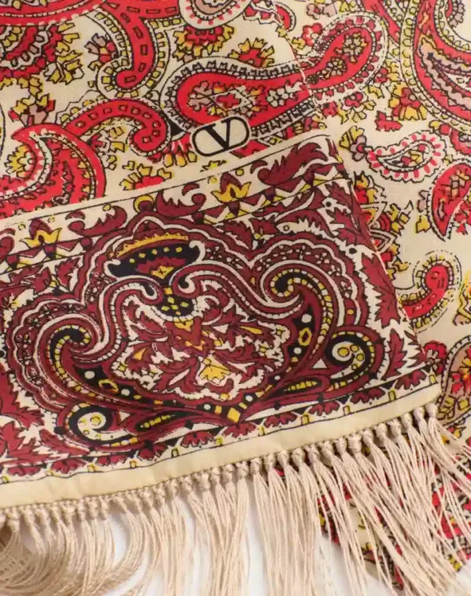 Jedwabna chusta bandeau Voyage Imaginaire z frędzlami