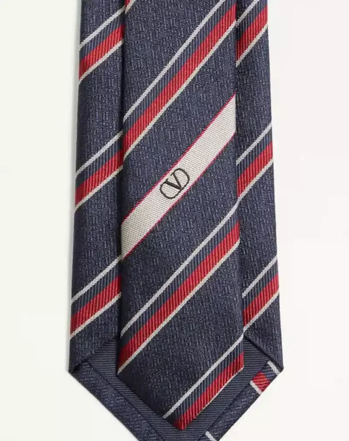 Jedwabny krawat Valentino Jacquard Regimental Jedwabny krawat Valentino Jacquard Regimental