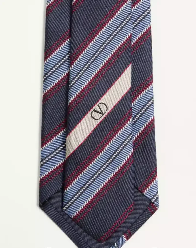 Jedwabny krawat Valentino Jacquard Regimental Jedwabny krawat Valentino Jacquard Regimental
